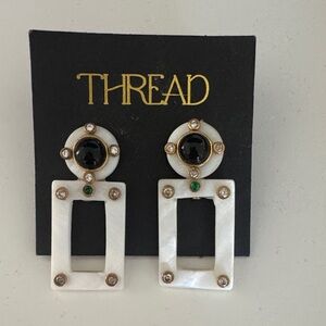 White and Black Geometric Earrings